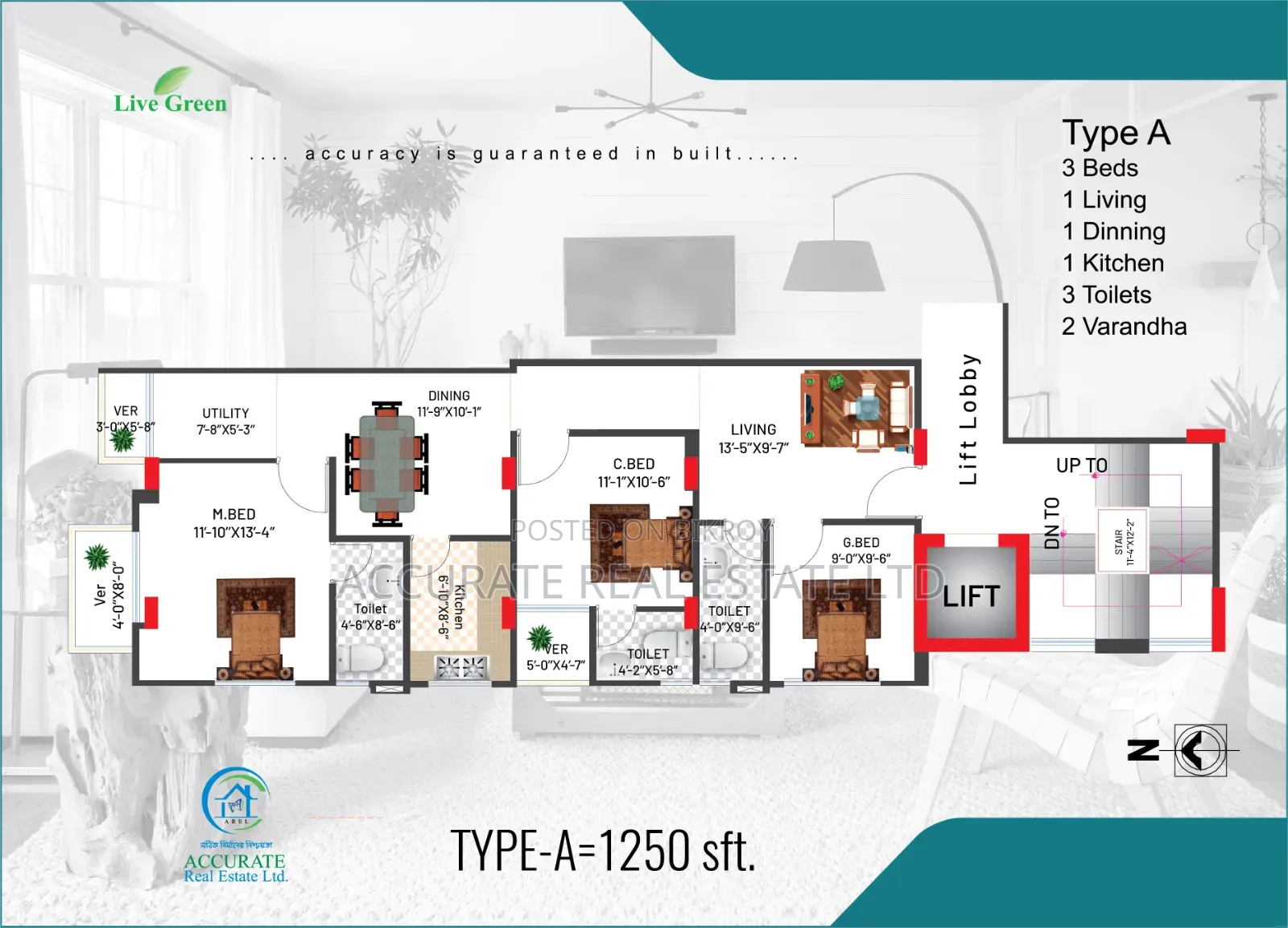 3-Bedroom Apartment In Accurate Real Estate, Jhigatola For Sale in Jhigatola