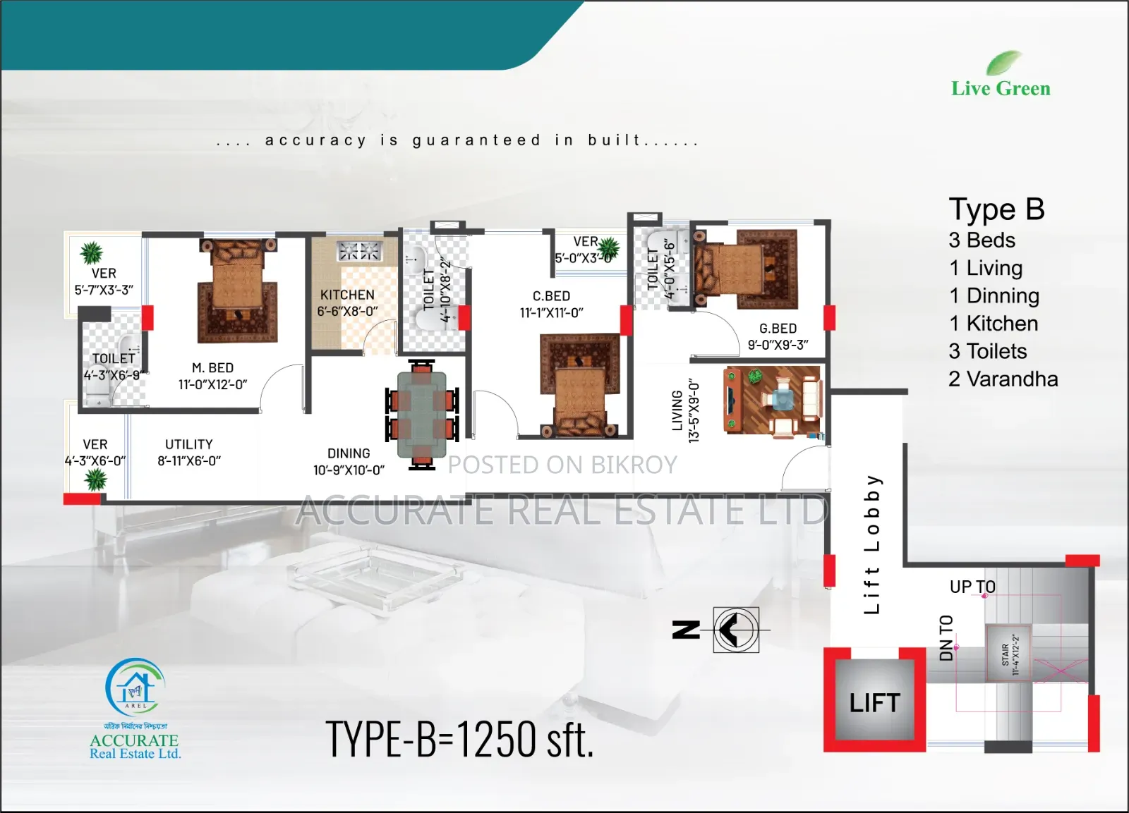 3-Bedroom Apartment In Accurate Real Estate, Jhigatola For Sale in Jhigatola