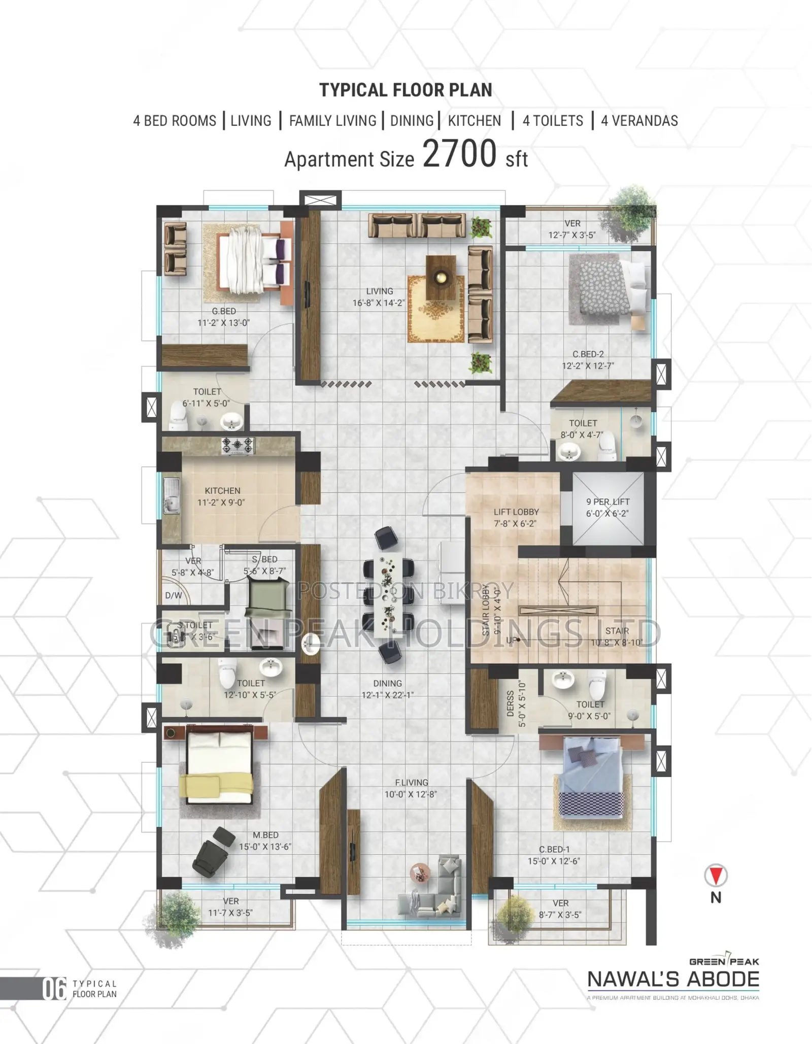 4 Bedroom Apartment in Green Peak Holdings, Mohakhali DOHS for Sale in Mohakhali DOHS
