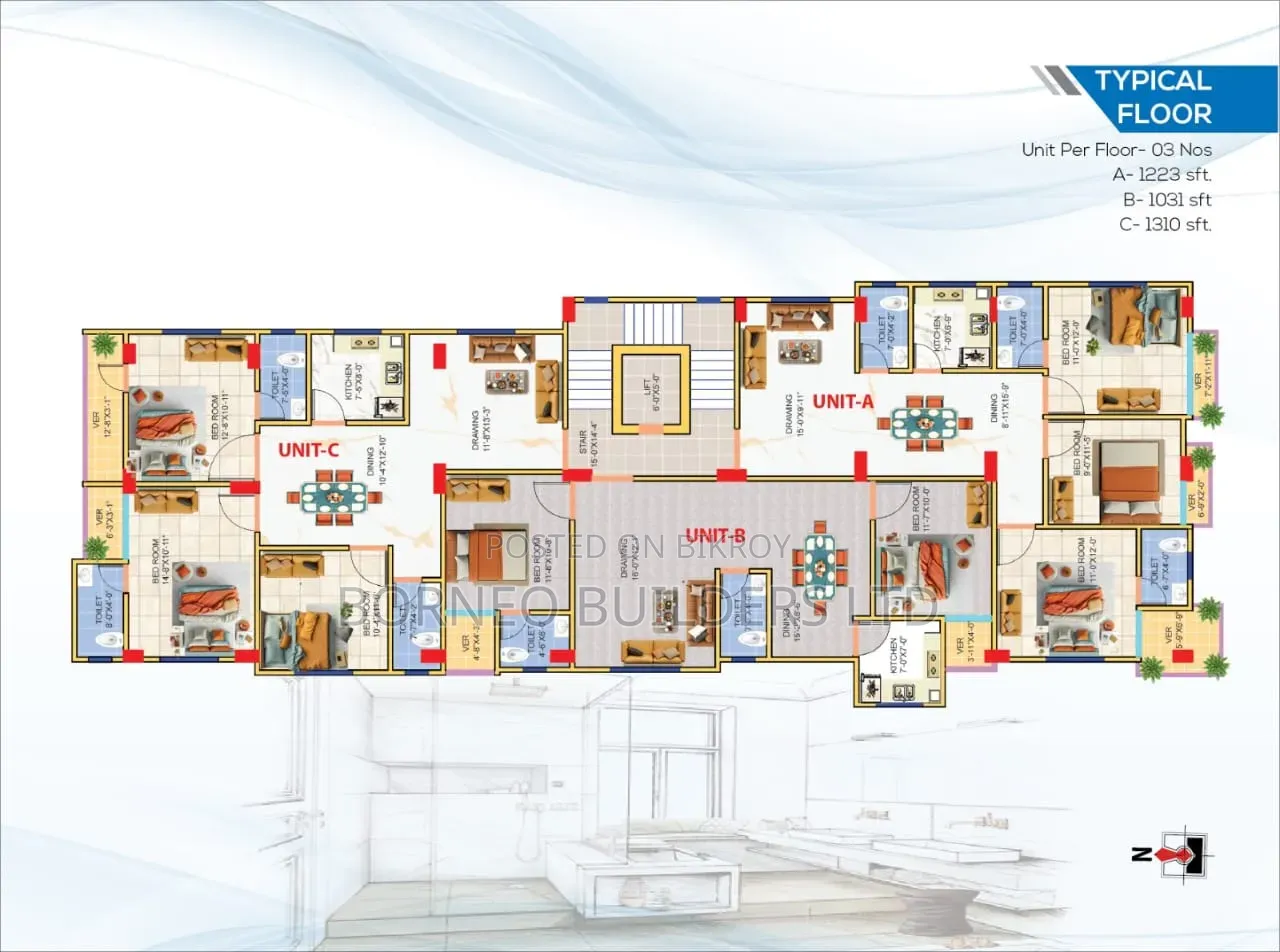 3-Bedroom Apartment in BBL Alam Tower, Halishahar for Sale in Halishahar