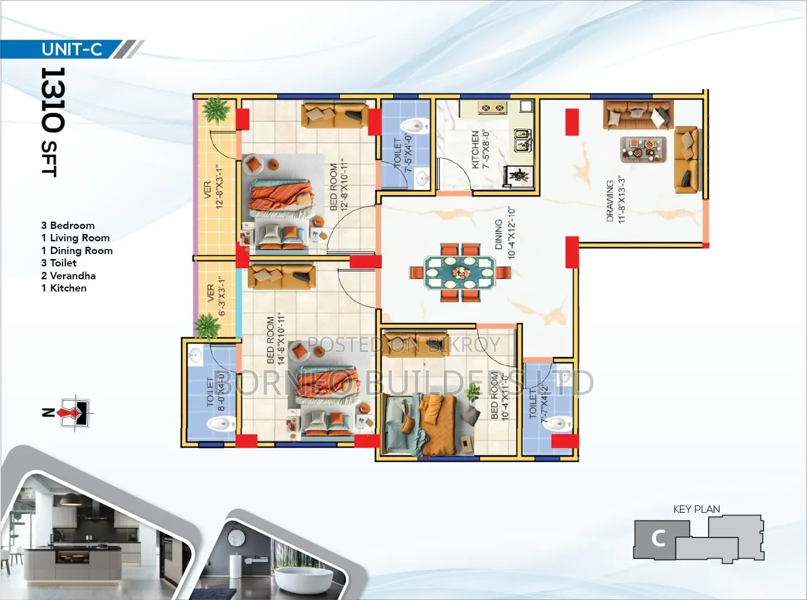 3-Bedroom Apartment in BBL Alam Tower, Halishahar for Sale in Halishahar