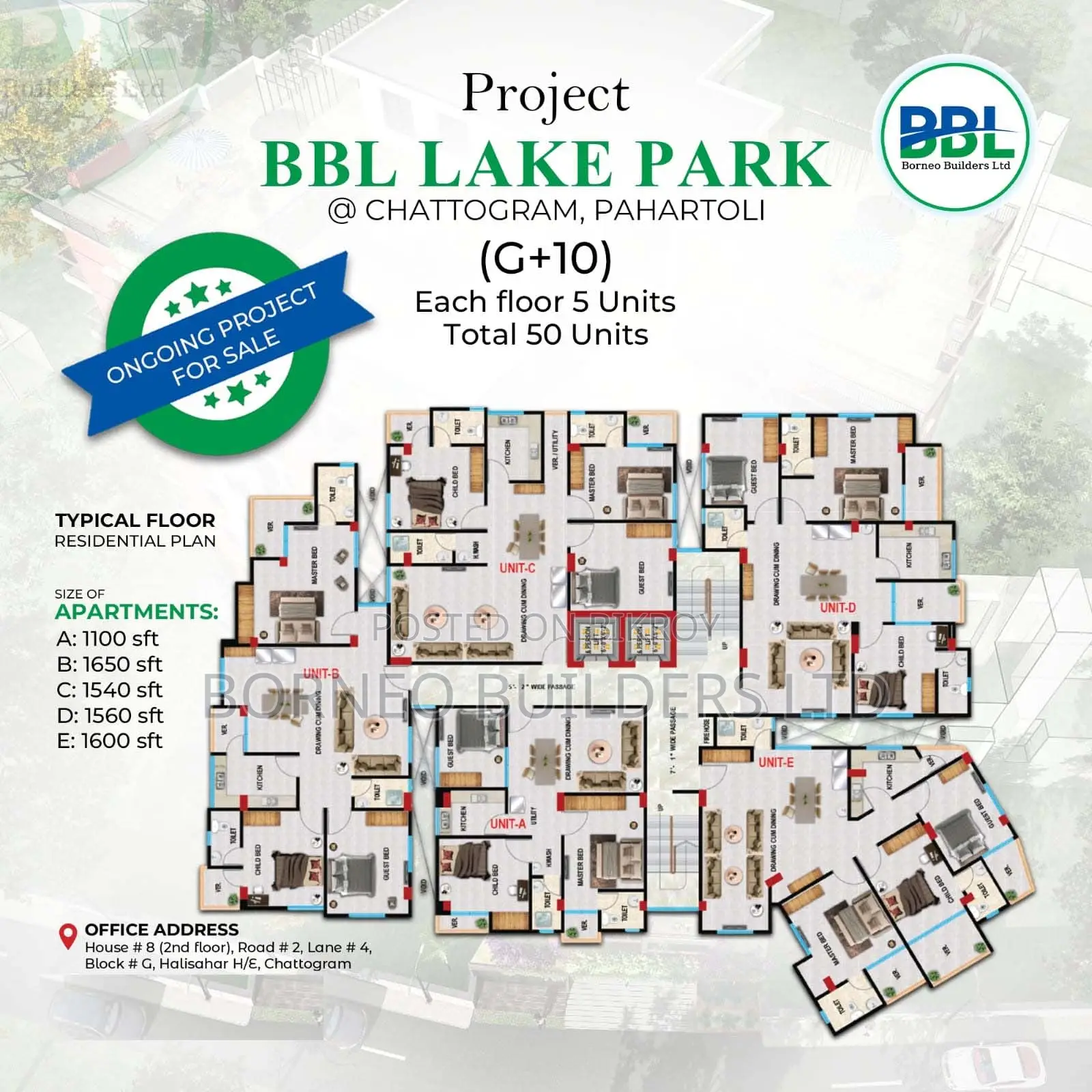 3-bedroom Apartment in Bbl Lake Park, Pahartali for sale in Pahartali