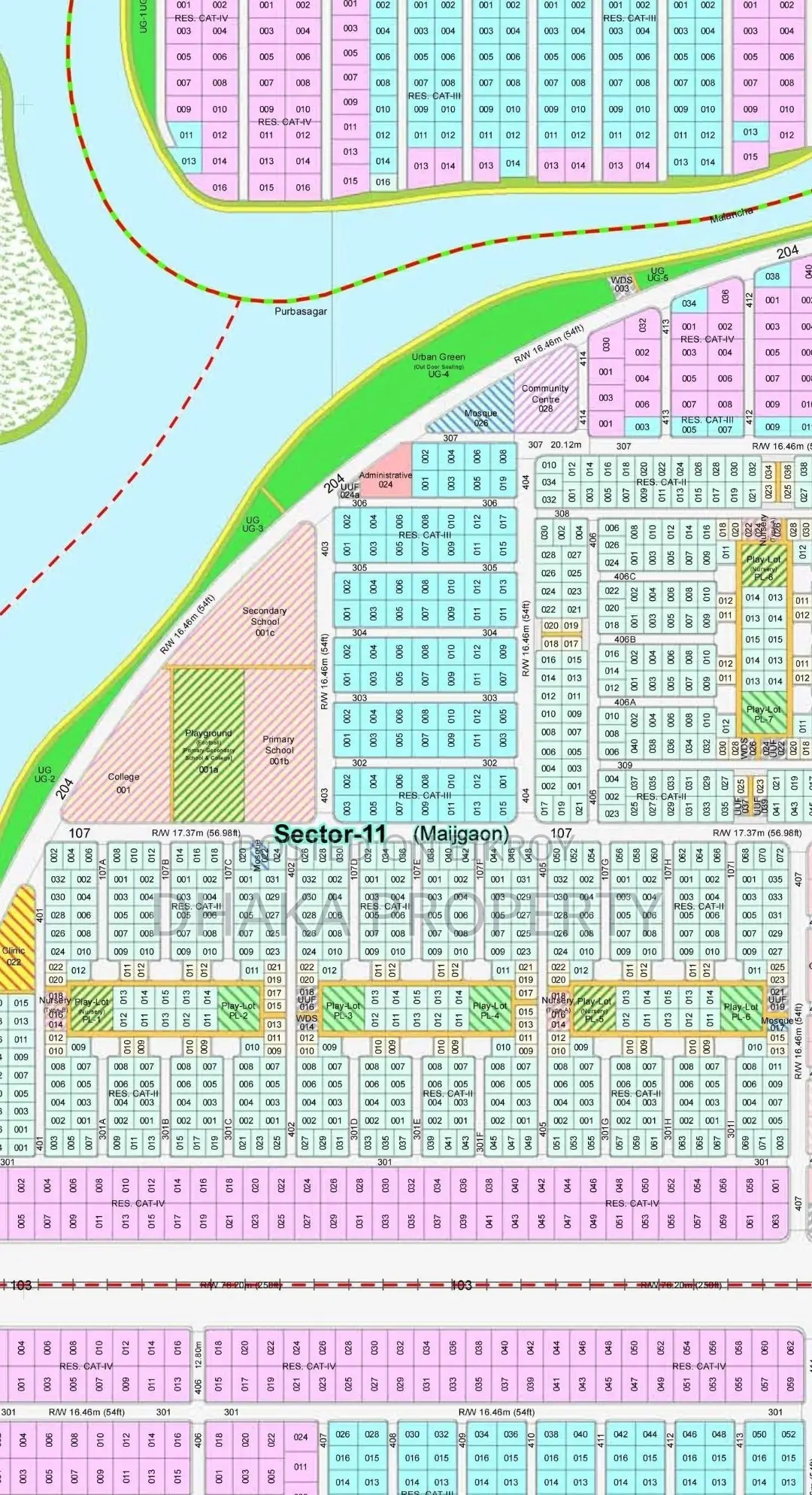 300ft Expressway 5 Katha Lake West at Sector-11 in Purbachal