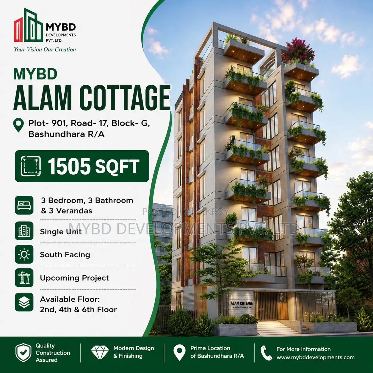 3-Bedroom Apartment in Mybd Alam Cottage, Basundhara for Sale in Basundhara