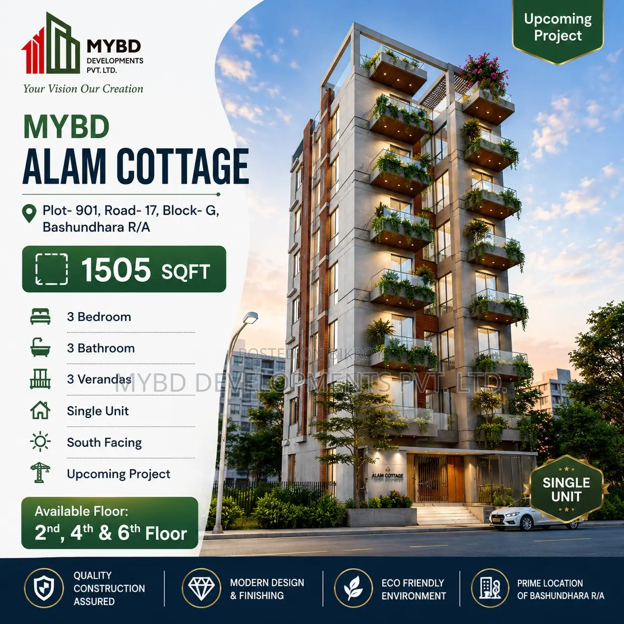 3-Bedroom Apartment in Mybd Alam Cottage, Basundhara for Sale in Basundhara
