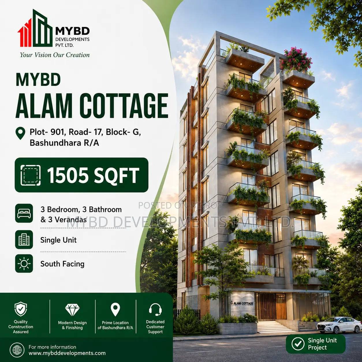 3-Bedroom Apartment in Mybd Alam Cottage, Basundhara for Sale in Basundhara