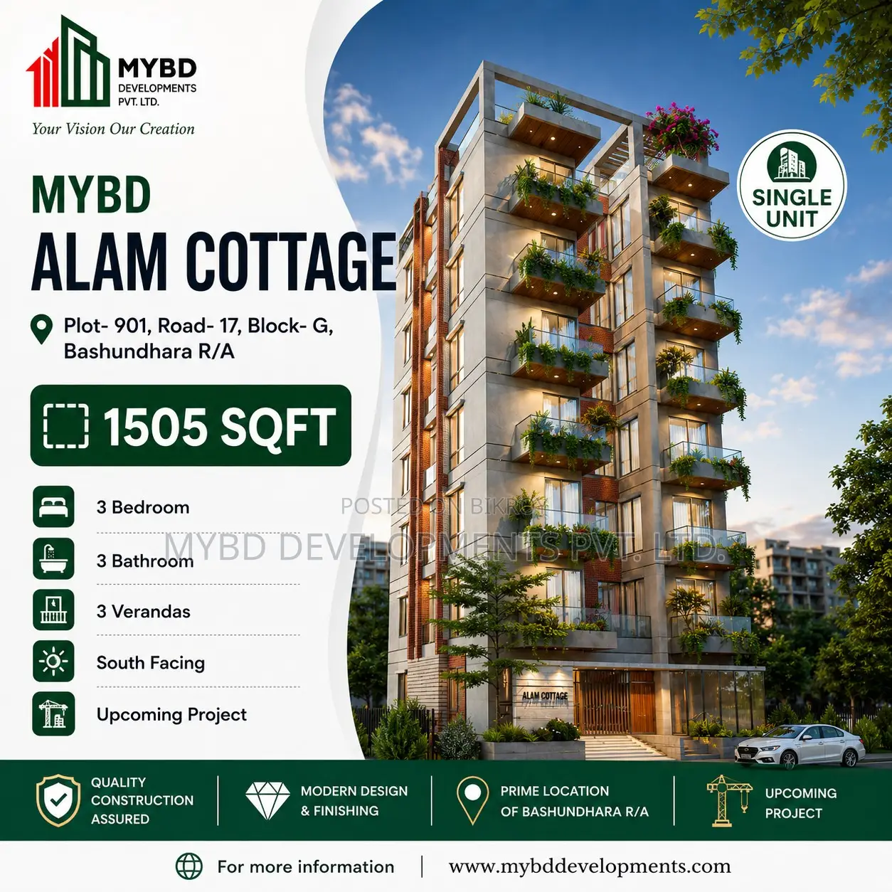 3-Bedroom Apartment in Mybd Alam Cottage, Basundhara for Sale in Basundhara