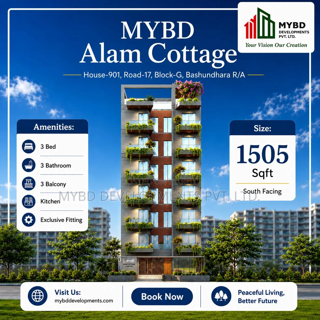 3-Bedroom Apartment in Mybd Alam Cottage, Basundhara for Sale in Basundhara