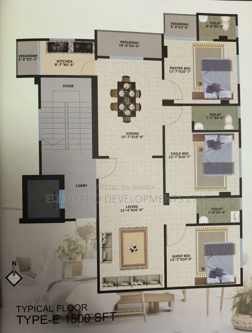 3-bedroom Apartment in Eldorado Nahar, Mirpur for Sale in Mirpur