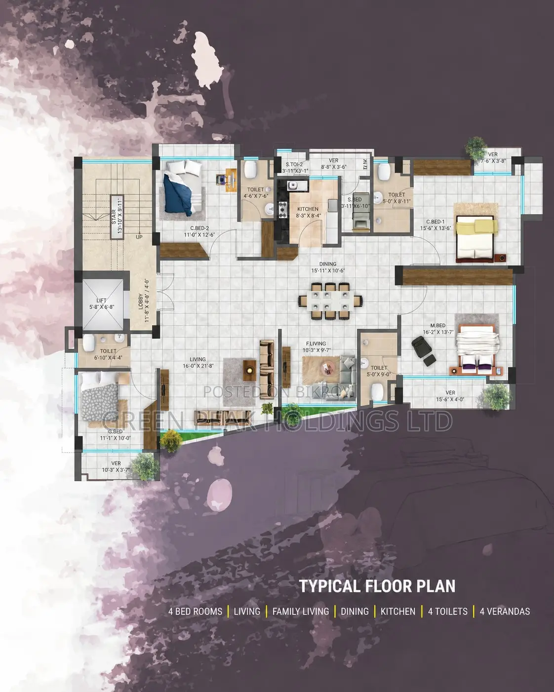 4-Bedroom Apartment in Green Peak Holdings, Mirpur DOHS for sale in Mirpur DOHS