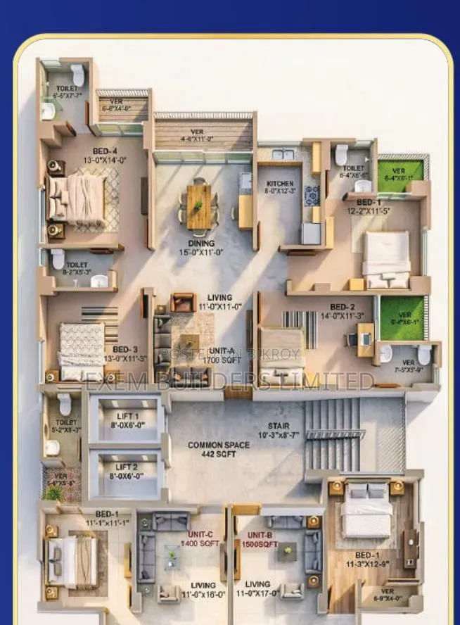 4bdrm Apartment in Exem Sky Palace, Barishal Sadar for Sale in Barishal Sadar