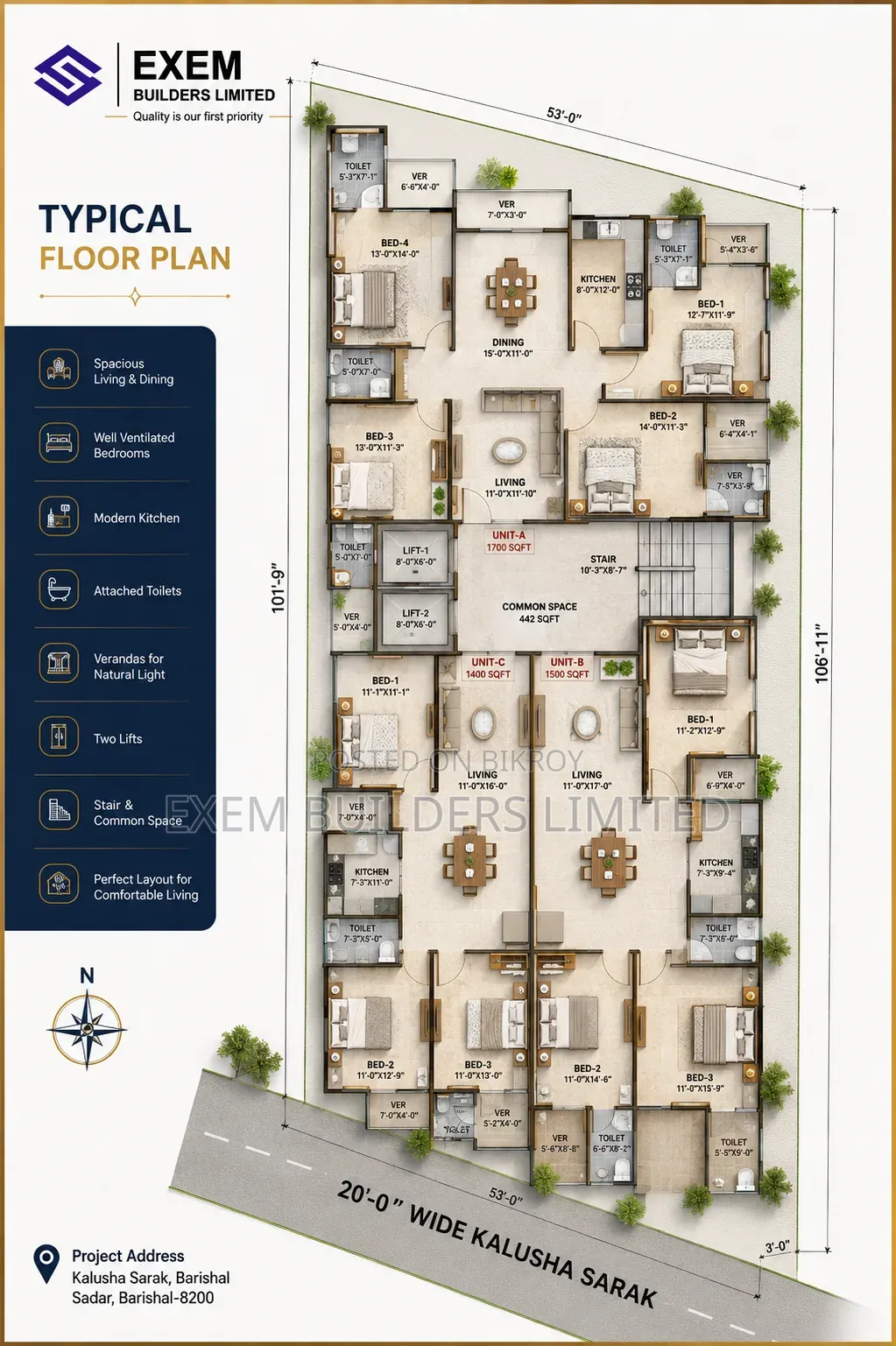 4bdrm Apartment in Exem Sky Palace, Barishal Sadar for Sale in Barishal Sadar