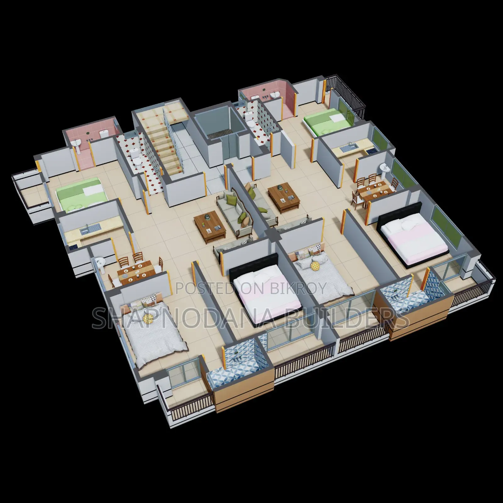 3 Bedroom Flat Sell in Mohammadpur in Mohammadpur Beribadh