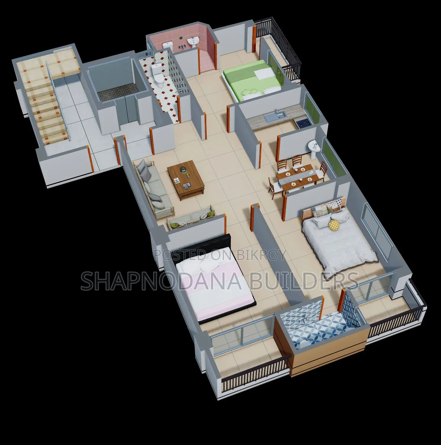 3 Bedroom Flat Sell in Mohammadpur in Mohammadpur Beribadh