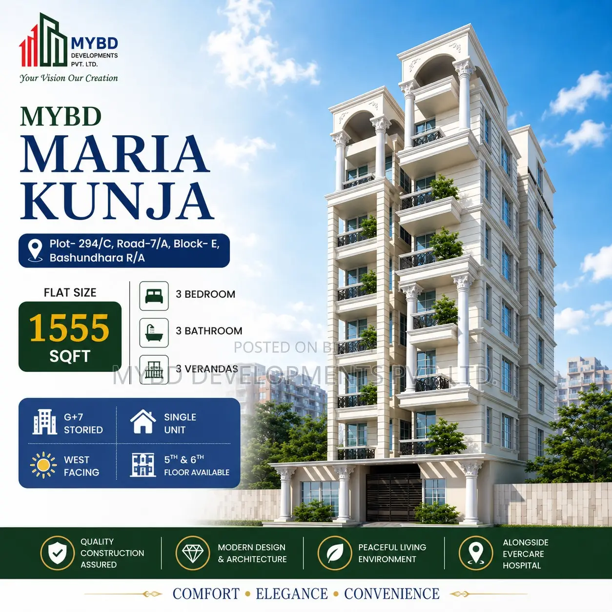 3-bedroom Apartment in Mybd Maria Kunja, Basundhara for sale in Basundhara