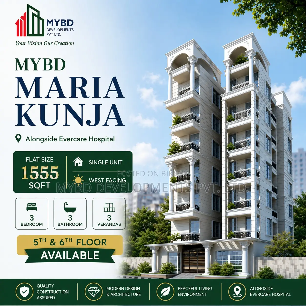 3-bedroom Apartment in Mybd Maria Kunja, Basundhara for sale in Basundhara