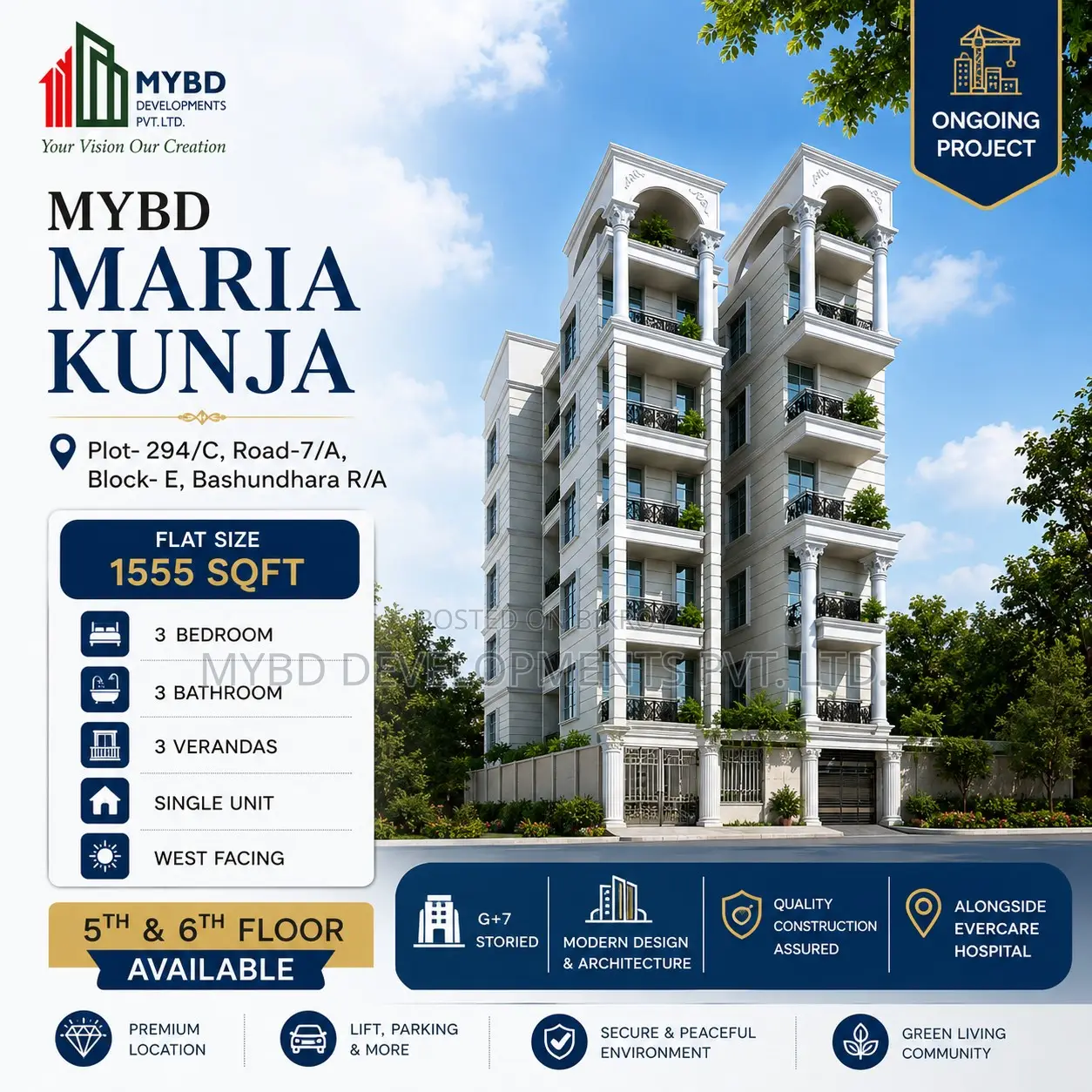 3-bedroom Apartment in Mybd Maria Kunja, Basundhara for sale in Basundhara