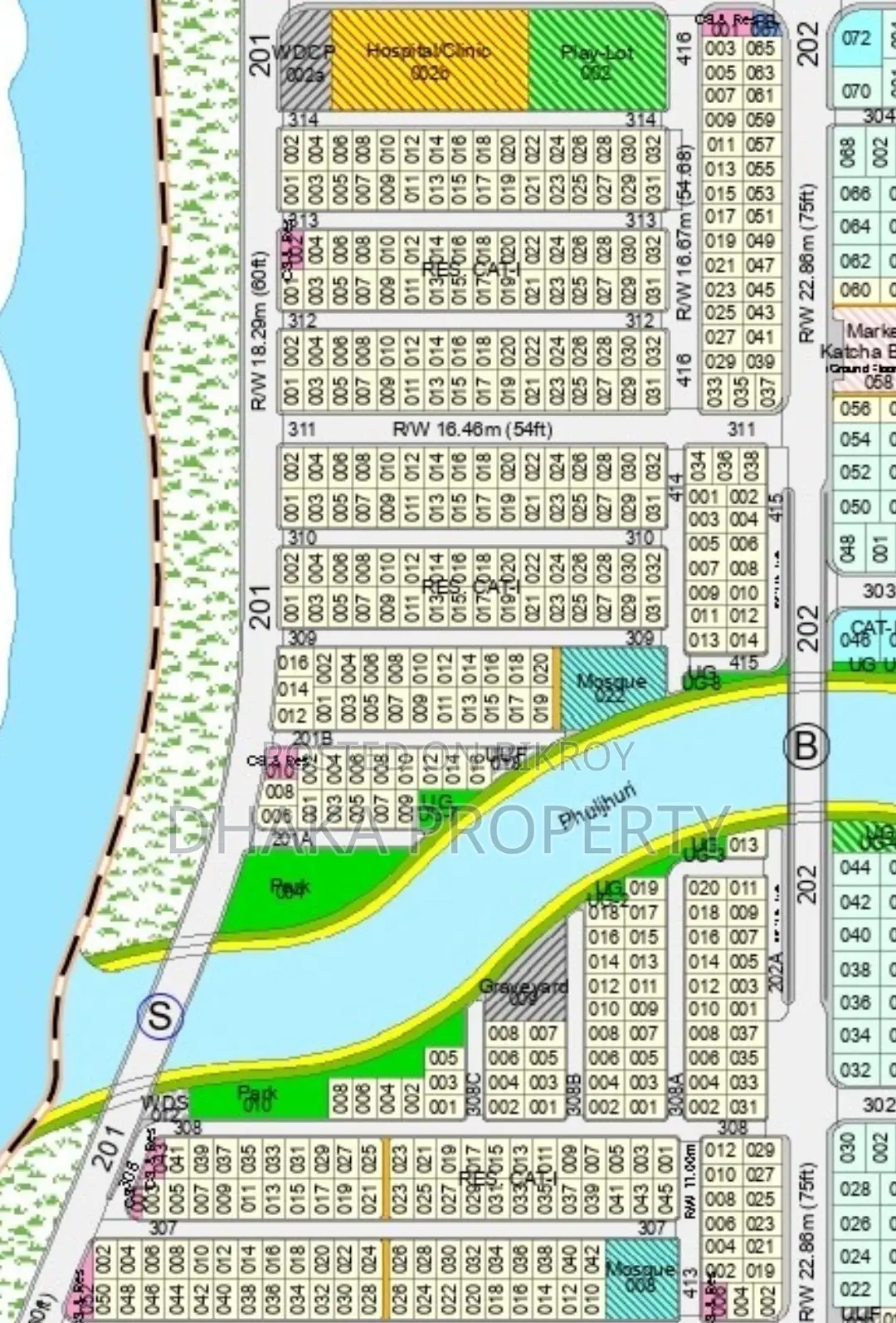 Corner 3 Katha Lake South/East at Sector-15 in Purbachal