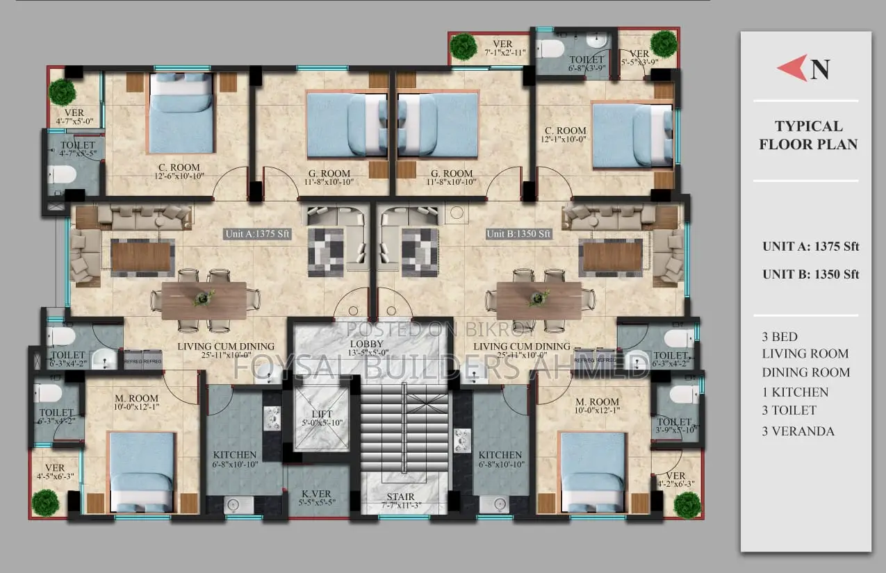 3-Bedroom Apartment in Dhaka, Uttara for Sale in Uttara