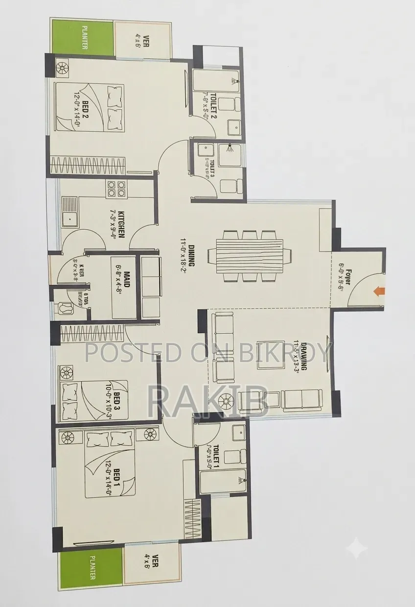 3-Bedroom Apartment in Iqbal Road, Mohammadpur for sale in Mohammadpur