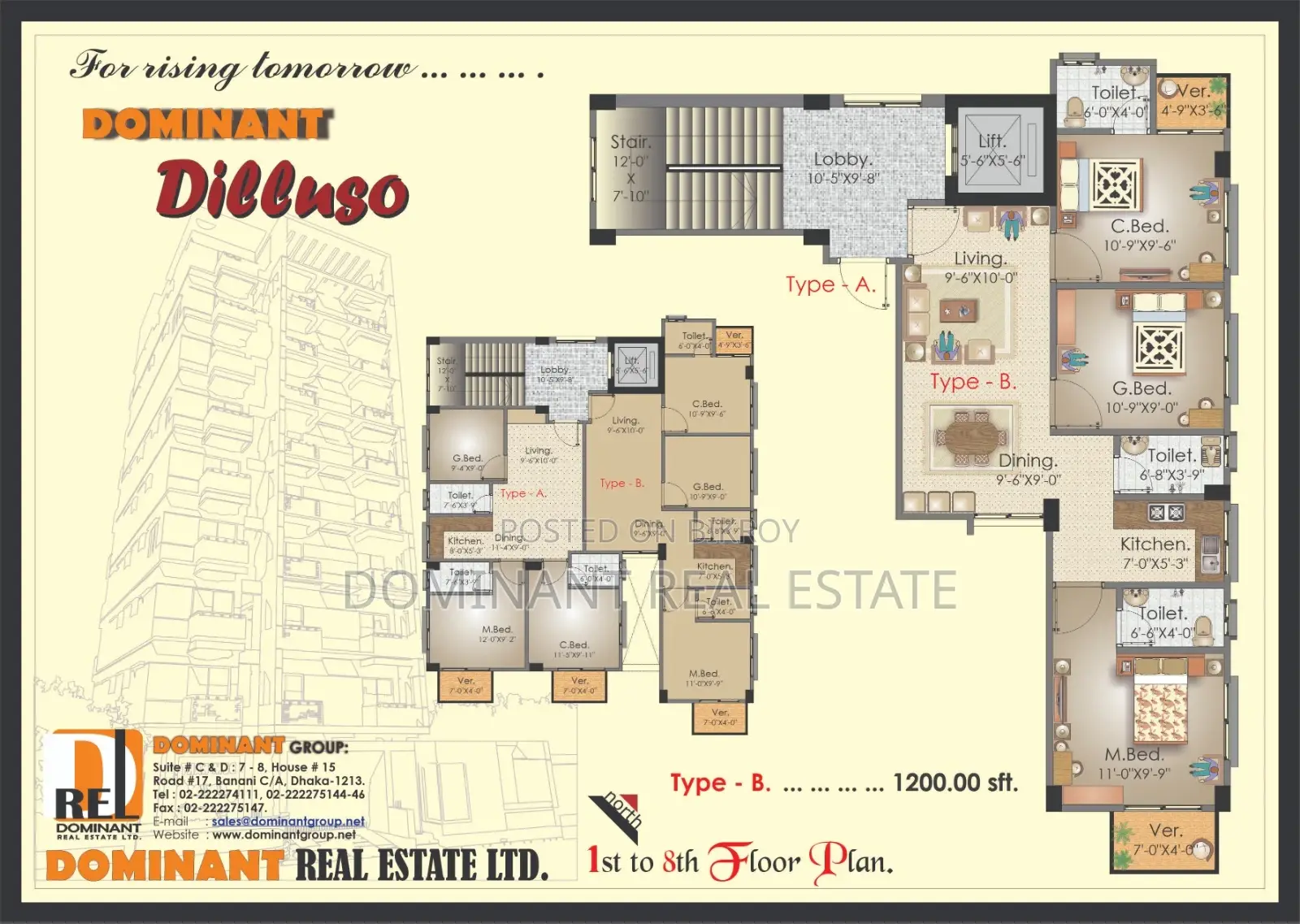 4-Bedroom----South Face Ongoing Apartment Aftabnagor in Aftab Nagar