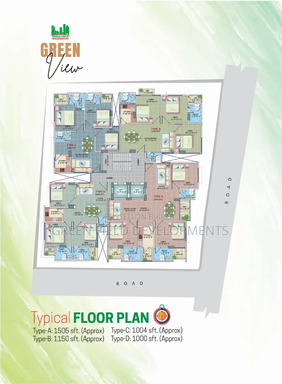3-Bedroom Apartment in Green Field, Mogbazar for Sale in Mogbazar