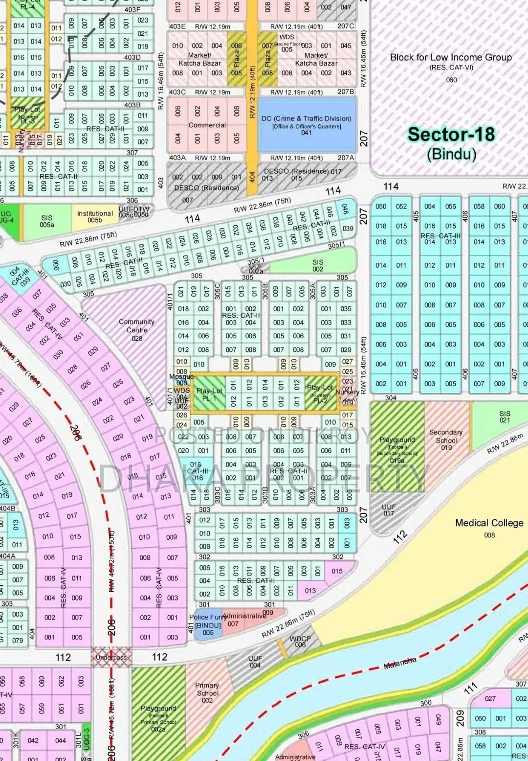 30 feet Road 5 Katha Park West at Sector-18 in Purbachal