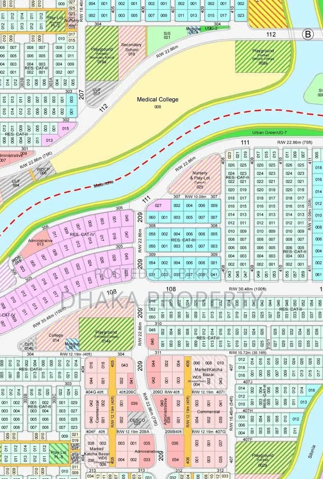 30ft Road 7.5 Katha Park South at Sector-10 in Purbachal