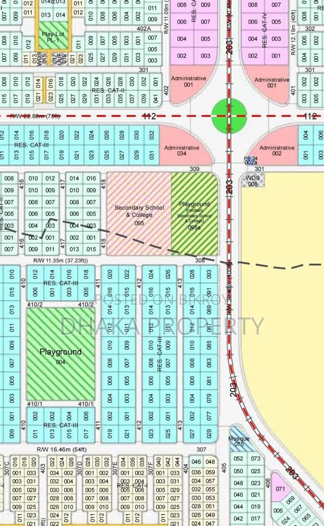 30ft Road 7.5 Katha Park East at Sector-13 in Purbachal
