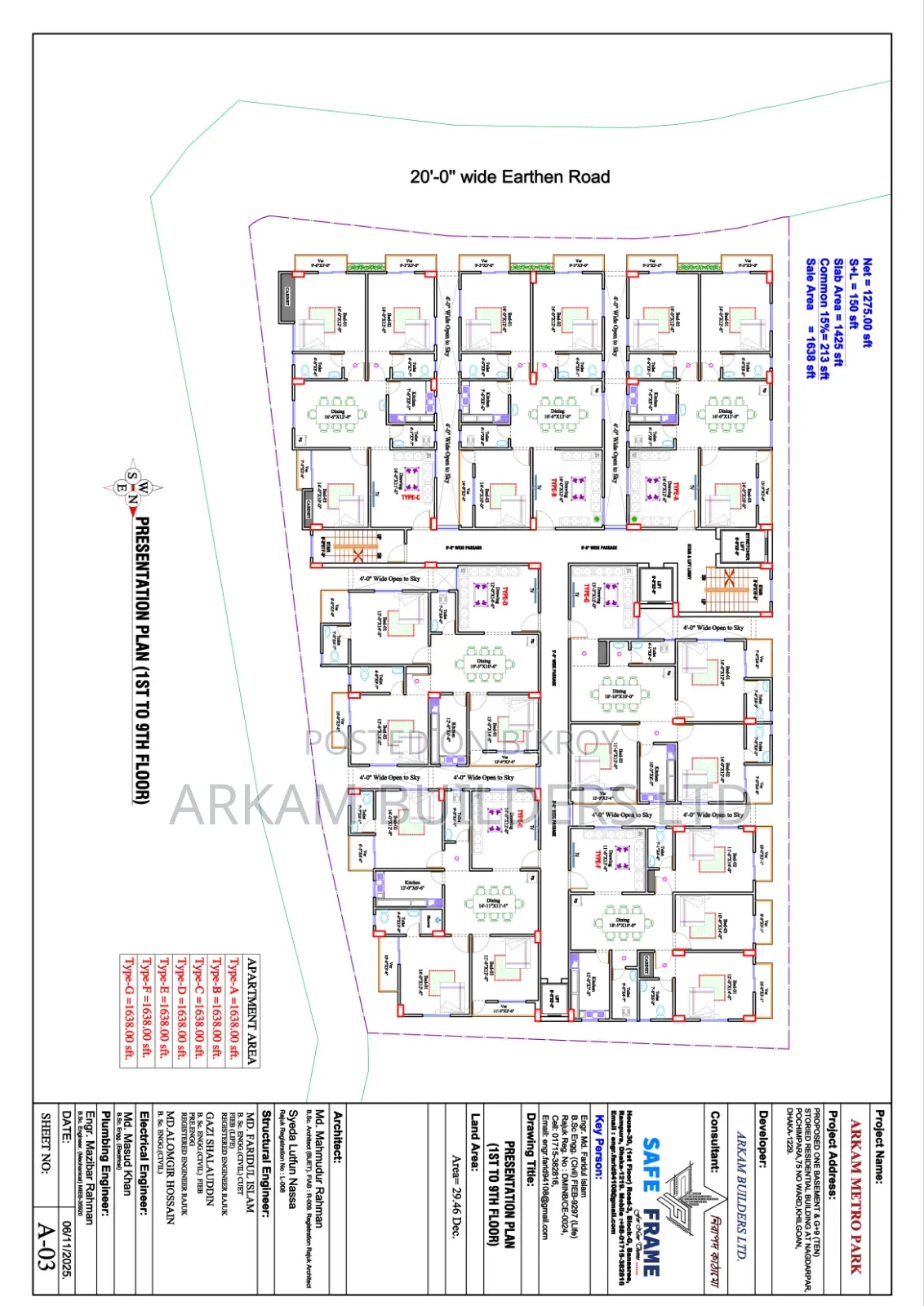 3 Bedroom Apartment in Land Share, Banasree for sale in Banasree