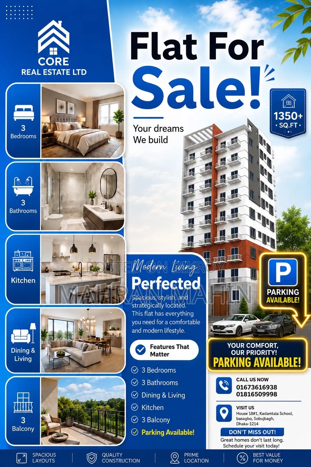 3 Bedroom Apartment in Dhaka, Basabo for Sale in Basabo