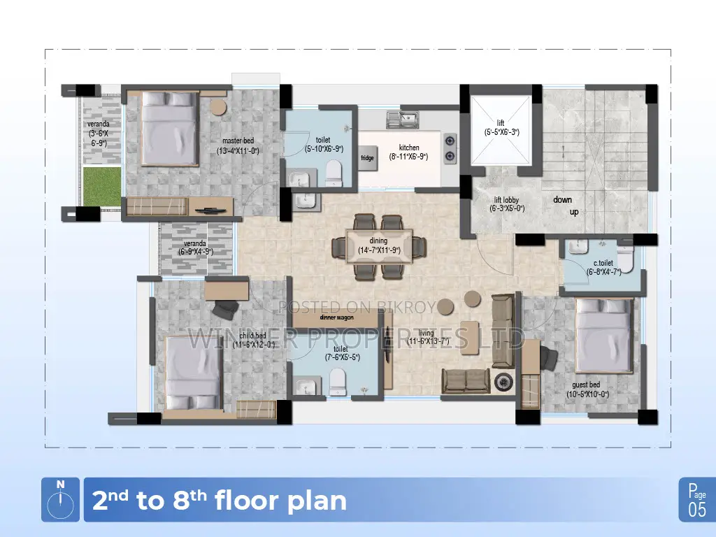 3-Bedroom Apartment in Winner Rahi Villa, Uttara for Sale in Uttara