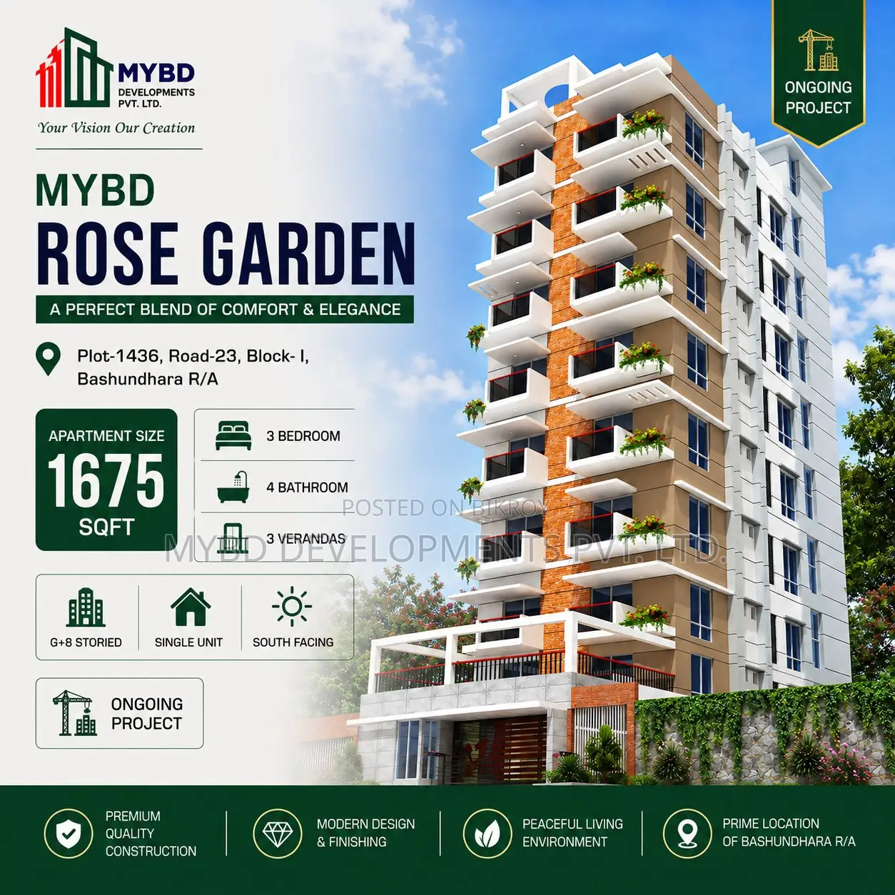 3 Bedroom Apartment in Mybd Rose Garden, Basundhara for sale in Basundhara