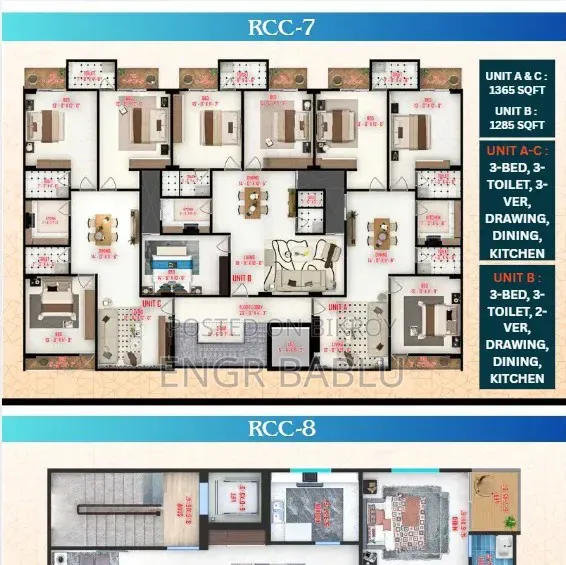 3 Bedroom Apartment in RCC Design And, Mohammadpur for Sale in Mohammadpur
