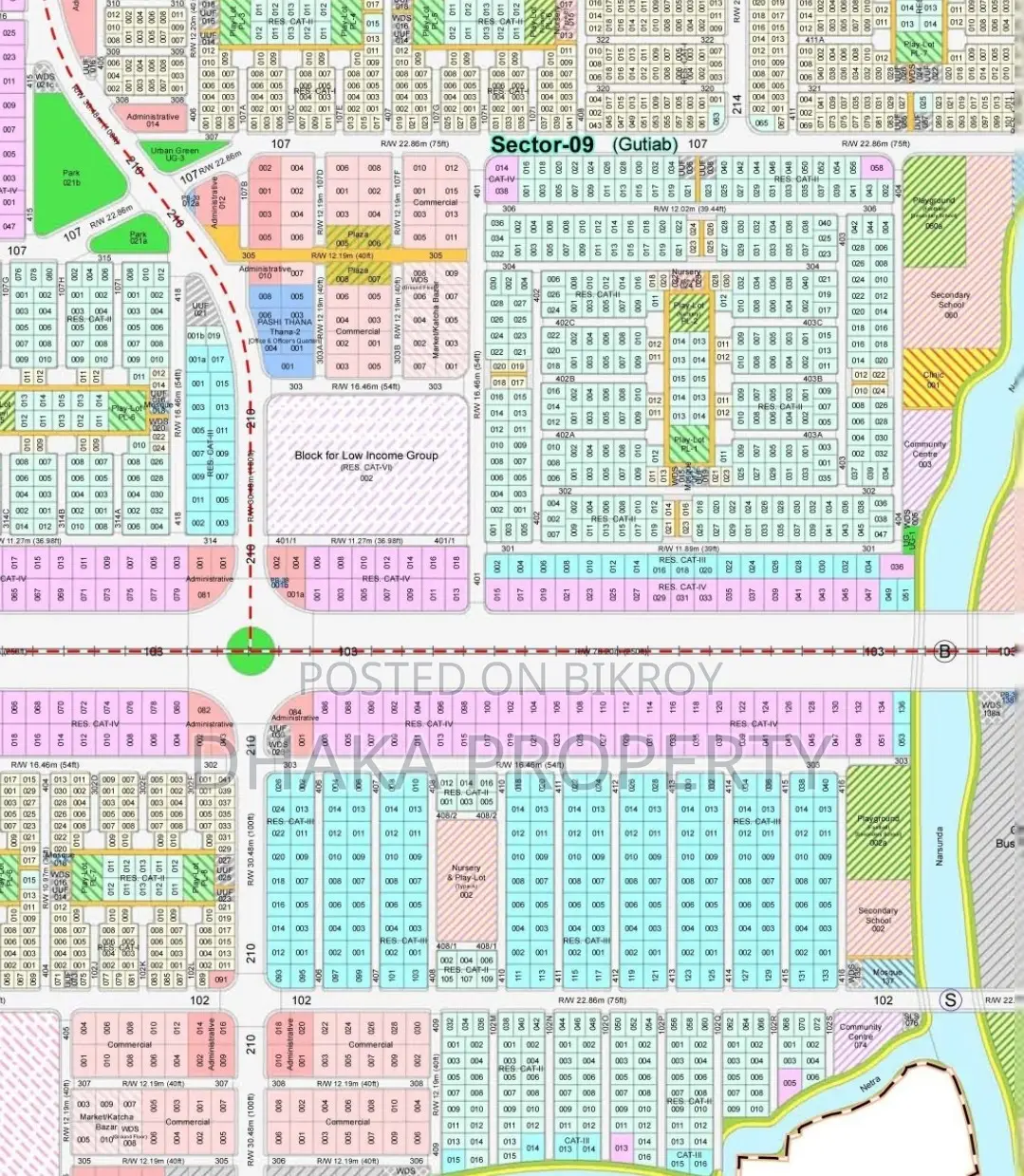 300ft Road 10 Katha Commercial South at Sector-9 in Purbachal