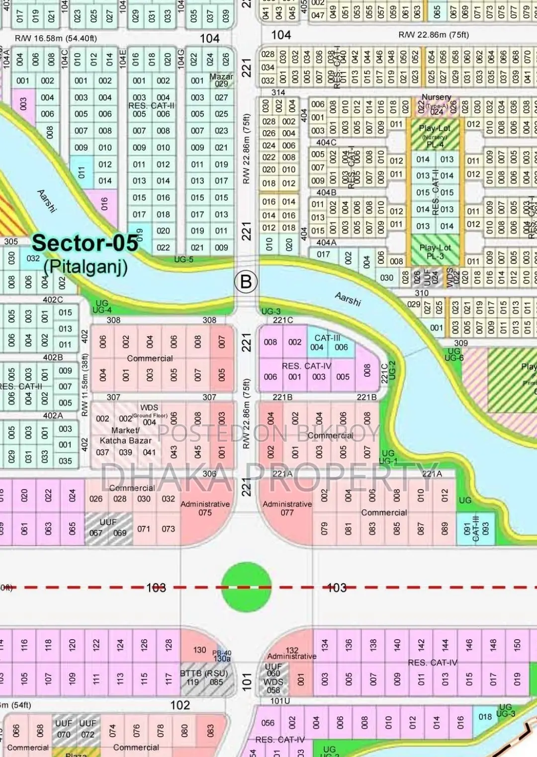 Corner 5.5 Katha Lake View South/East at Sector-5 in Purbachal