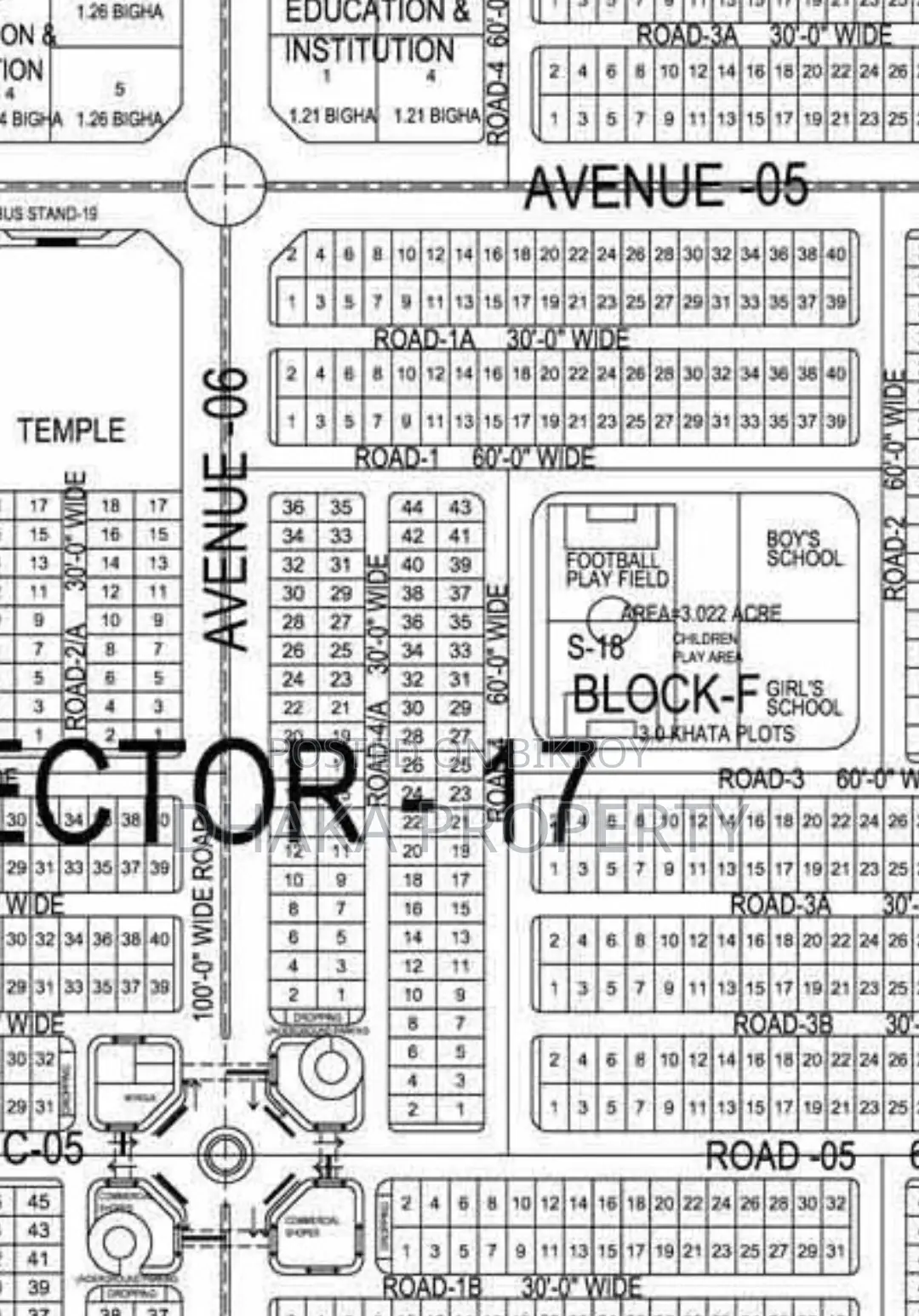 60-foot Road 3 Katha Park View East Plot at Sector 17/F in Uttara