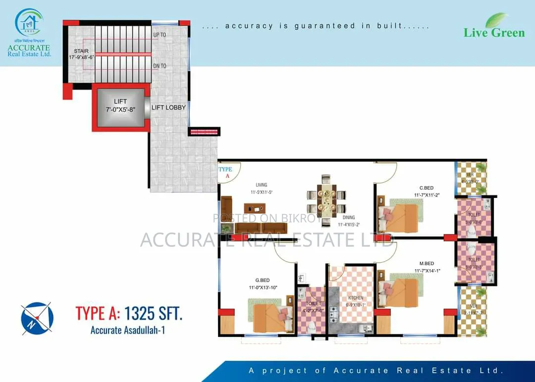 3-Bedroom Apartment in Accurate Real Estate, Dhanmondi for Sale in Dhanmondi