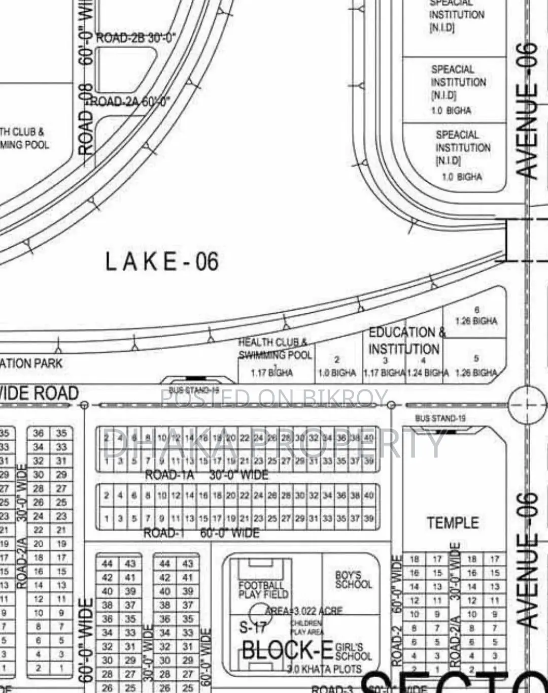 110ft Road 6 Katha Lake View North at Sector-17/E in Uttara