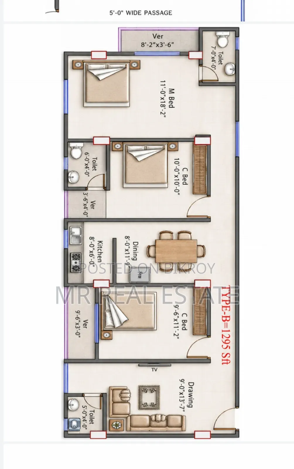 3 Bedroom Apartment in Notunbazar, Badda for Sale in Badda