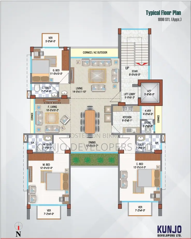 3bdrm Apartment in Matri Kunjo, Basundhara for sale in Basundhara