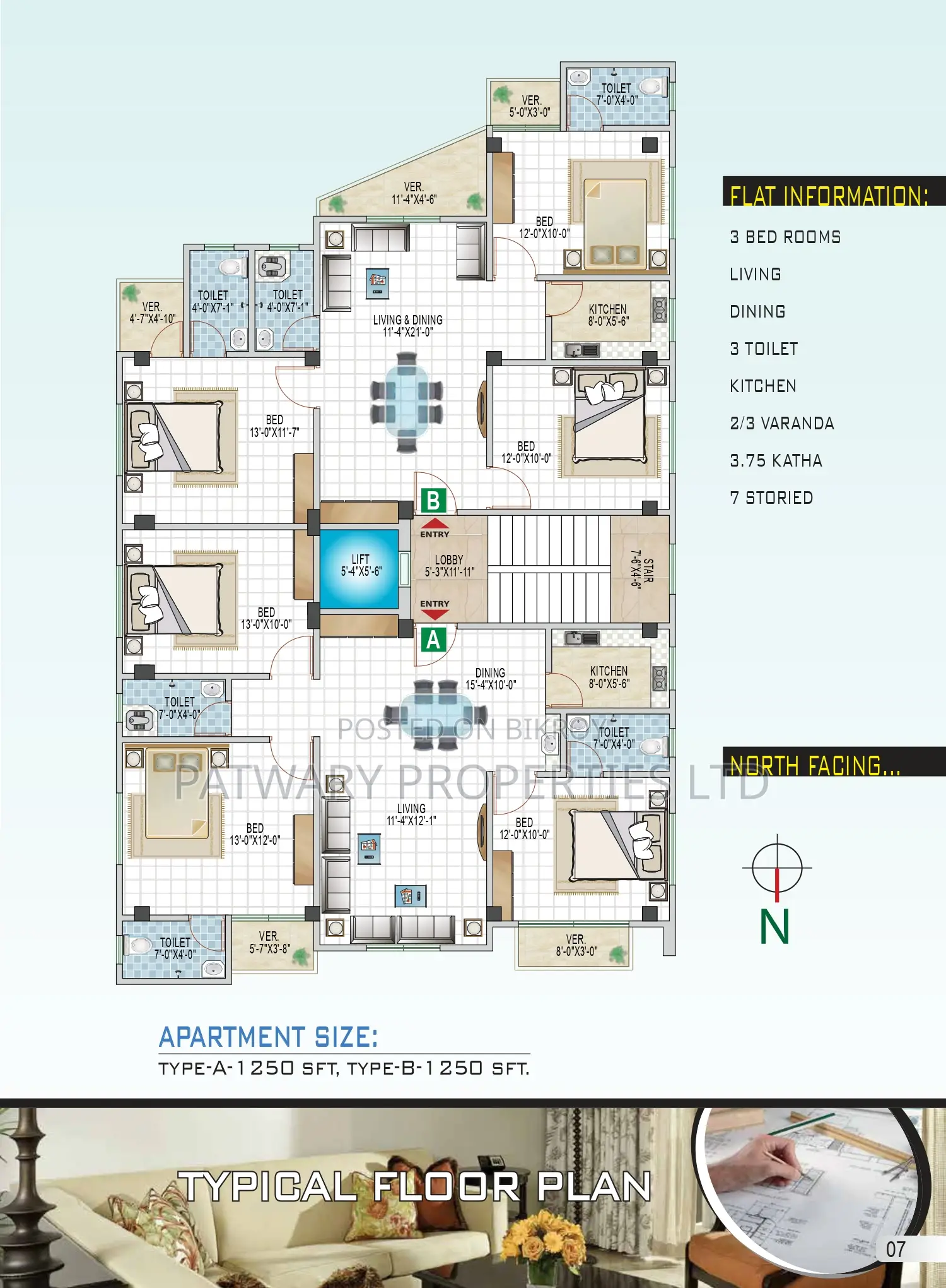 3-Bedroom Apartment in Mantasha Garden, Mirpur for Sale in Mirpur