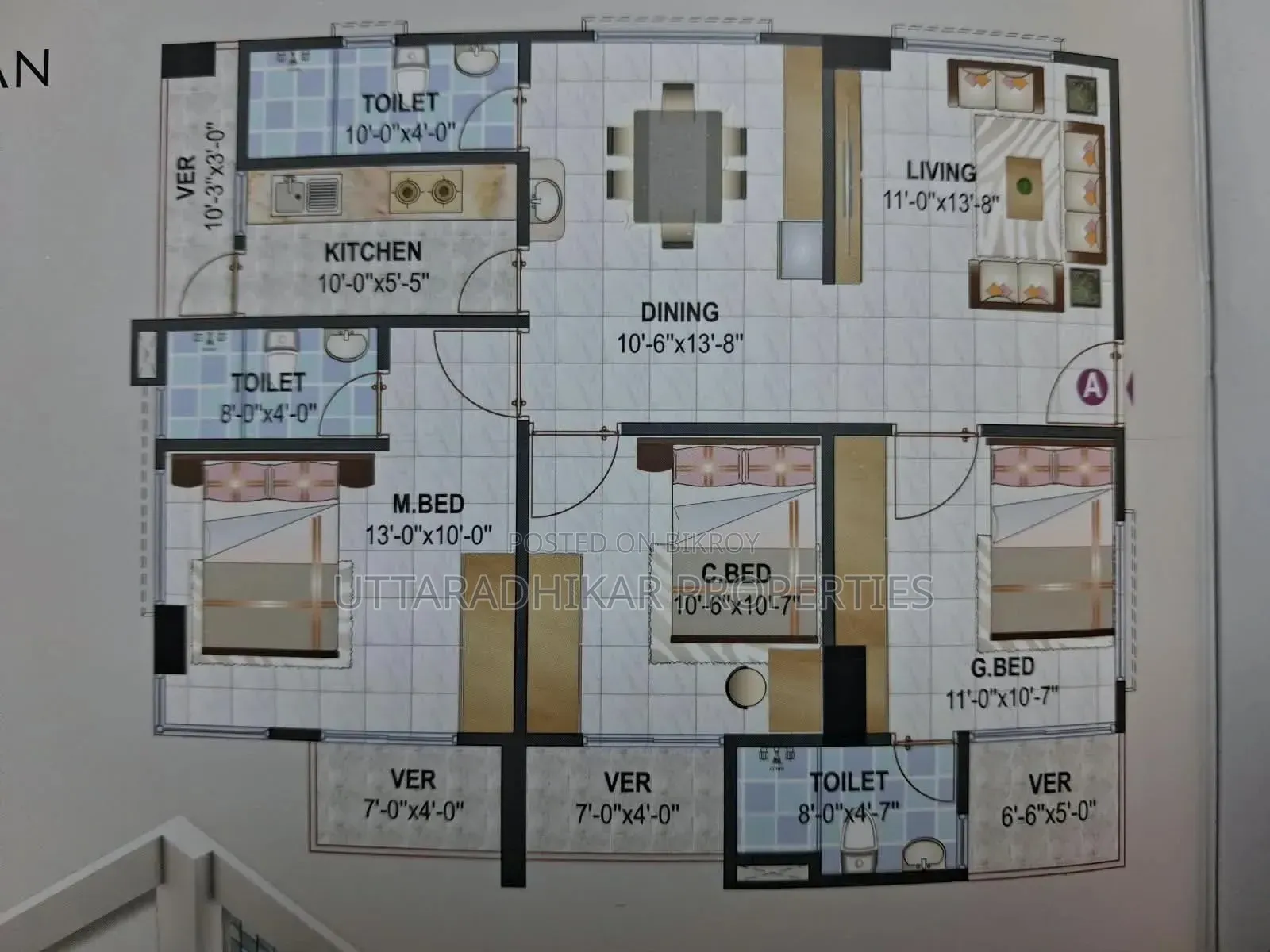 3-Bedroom Apartment in Upl Shah Adnan, Kafrul for Sale in Kafrul