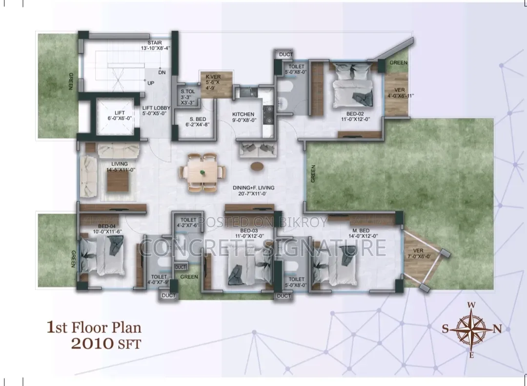 4 Bedroom Apartment in Concrete Signature, Basundhara for sale in Basundhara