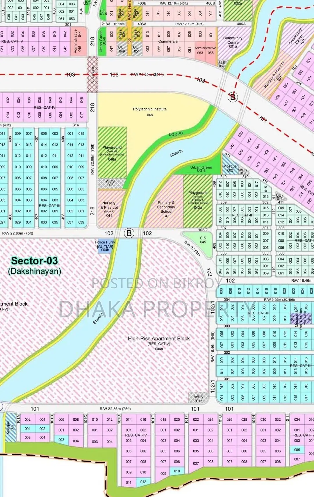 Corner 30/75ft 10 Katha North/West at Sector-3 in Purbachal
