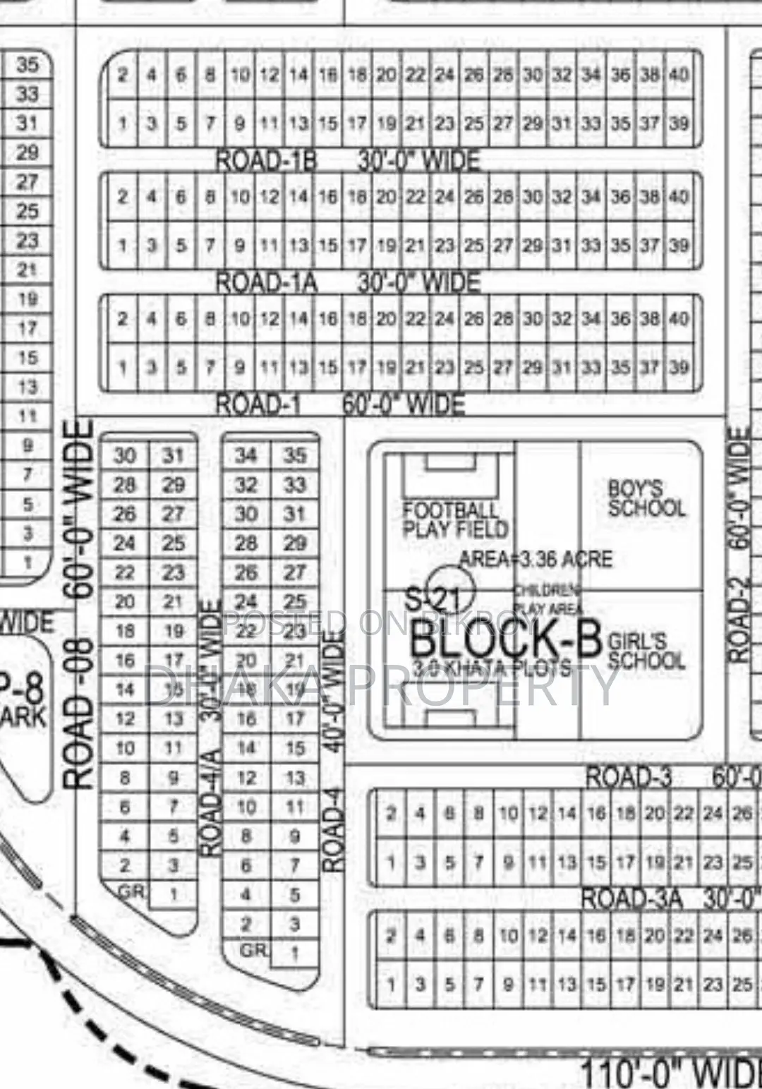 30ft Road 3 Katha Park West at Sector-17/B in Purbachal