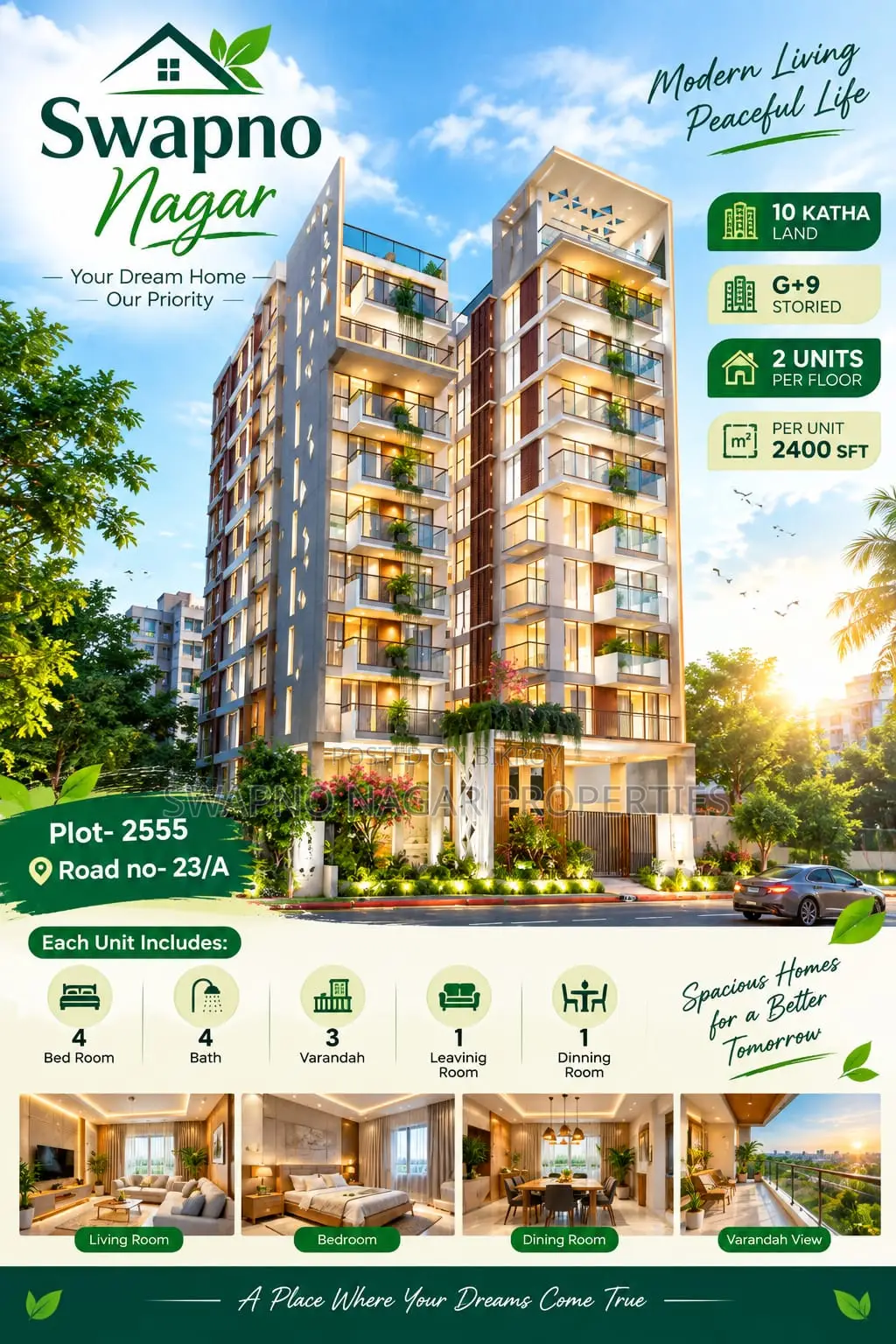 4-Bedroom Apartment in Swapno Nagar, Bashundhara for Sale in Basundhara