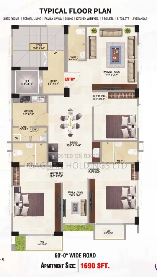3-Bedroom Apartment in Uttara, Dhaka for Sale in Uttara