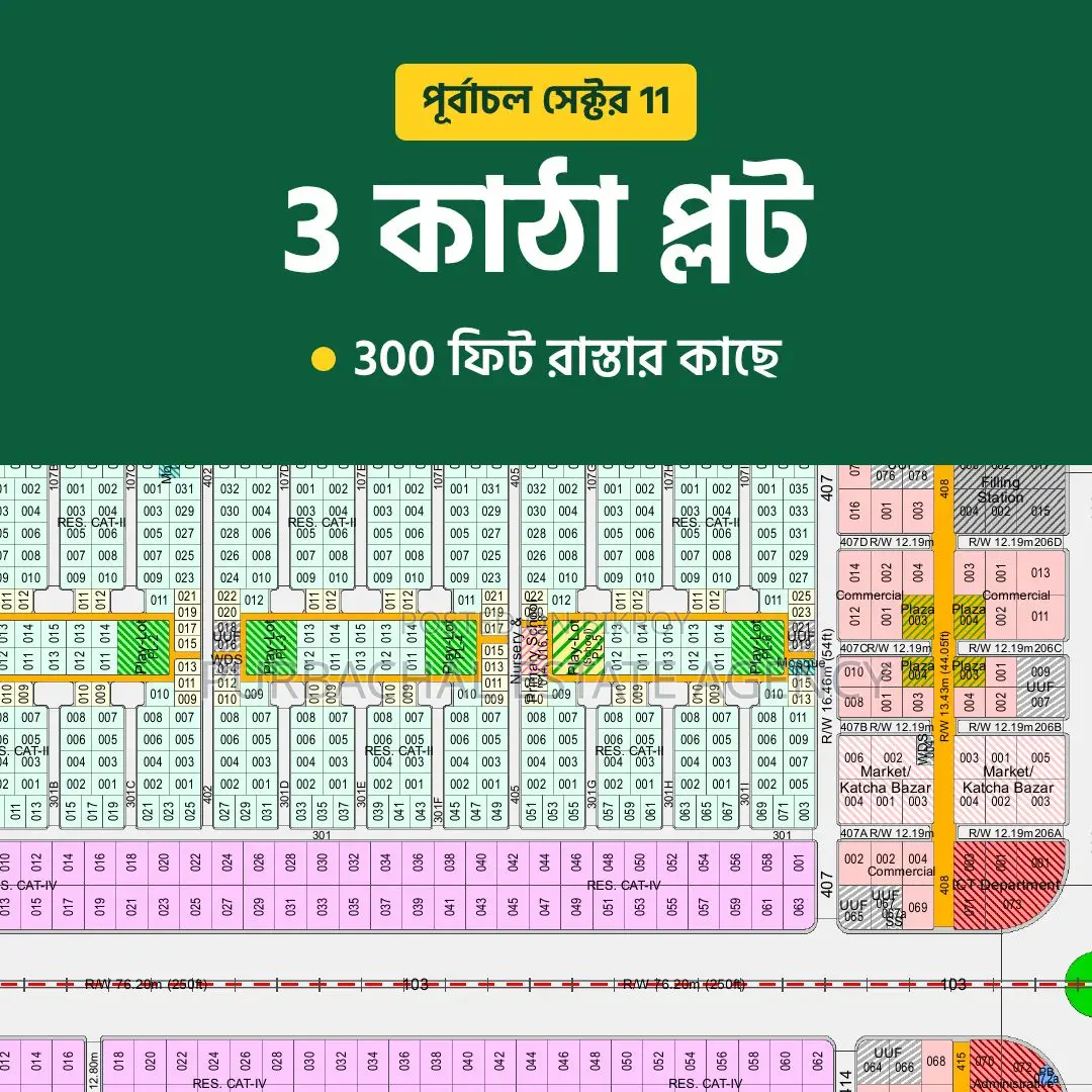 3 Katha Plot Near 300 Feet Road, Purbachal Sector 11 in Purbachal