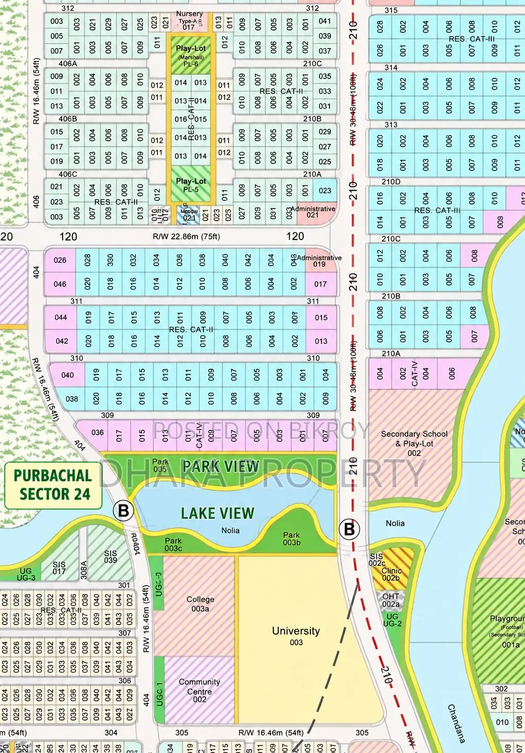 10 Katha Lake & Park View South at Sector-24 in Purbachal